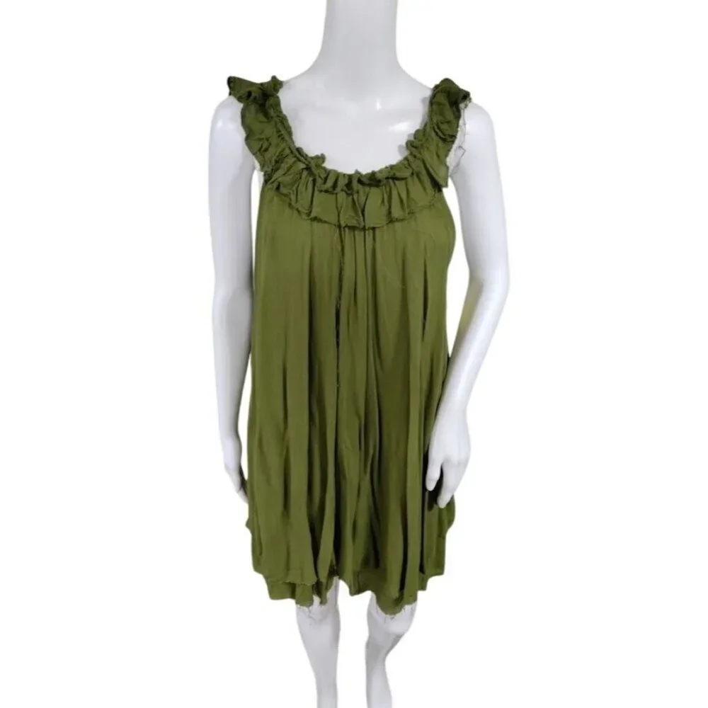 Free People Sleeveless Whimsy Raw Hem Mini Goth Artsey Gauzy Festival Dress M - Picture 2 of 10